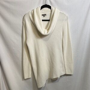Asymmetrical Cream Cowl Neck Sweater